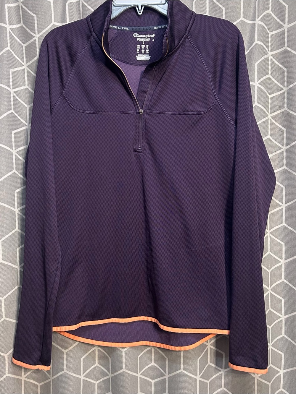 Champion Women’s Dark Purple Quarter-Zip Pullover with Peach Trim